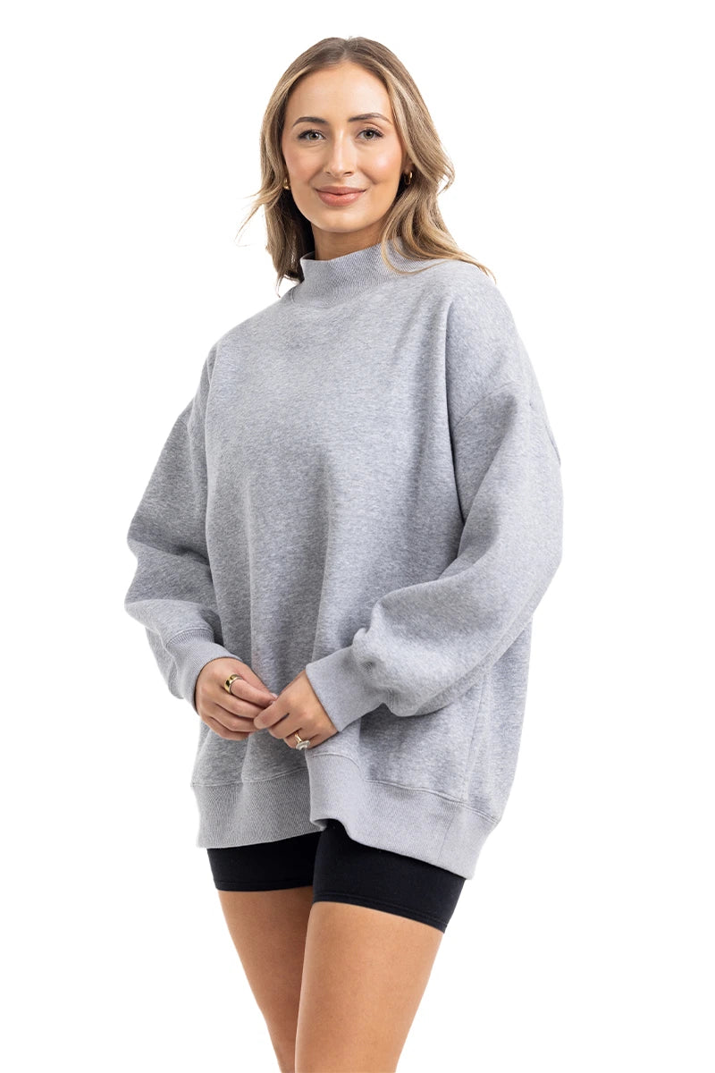 Heather Essential Wholesale Mockneck Sweatshirt