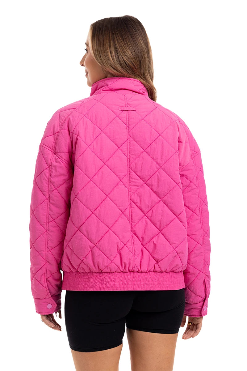 Hot Pink Wholesale Diamond Quilted Jacket
