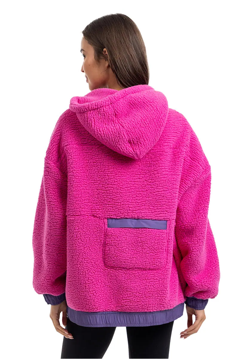 Hot Pink Wholesale Two-Toned Fleece Pullover