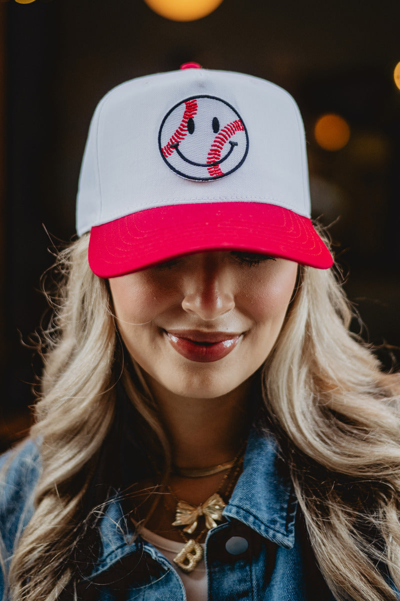 Baseball Happy Face Wholesale Iron On Hat Patch (SET OF 3)