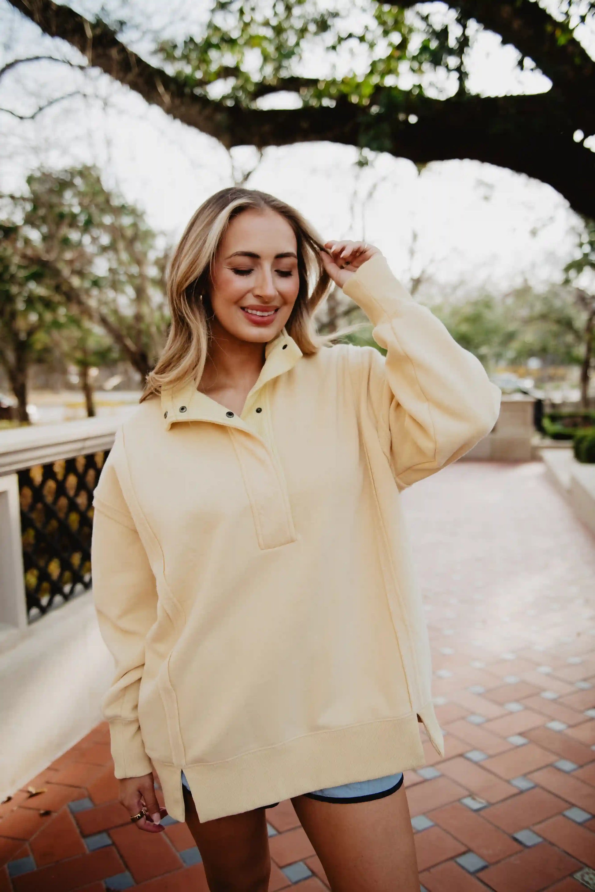 Yellow Vintage Wash Wholesale Pullover Women's