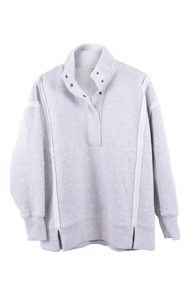 Gray Vintage Wash Wholesale Snap-Neck Pullover