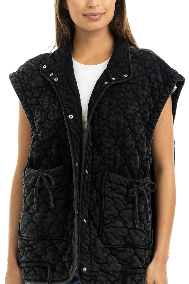 Charcoal Oversized Women's Quilted Wholesale Vest