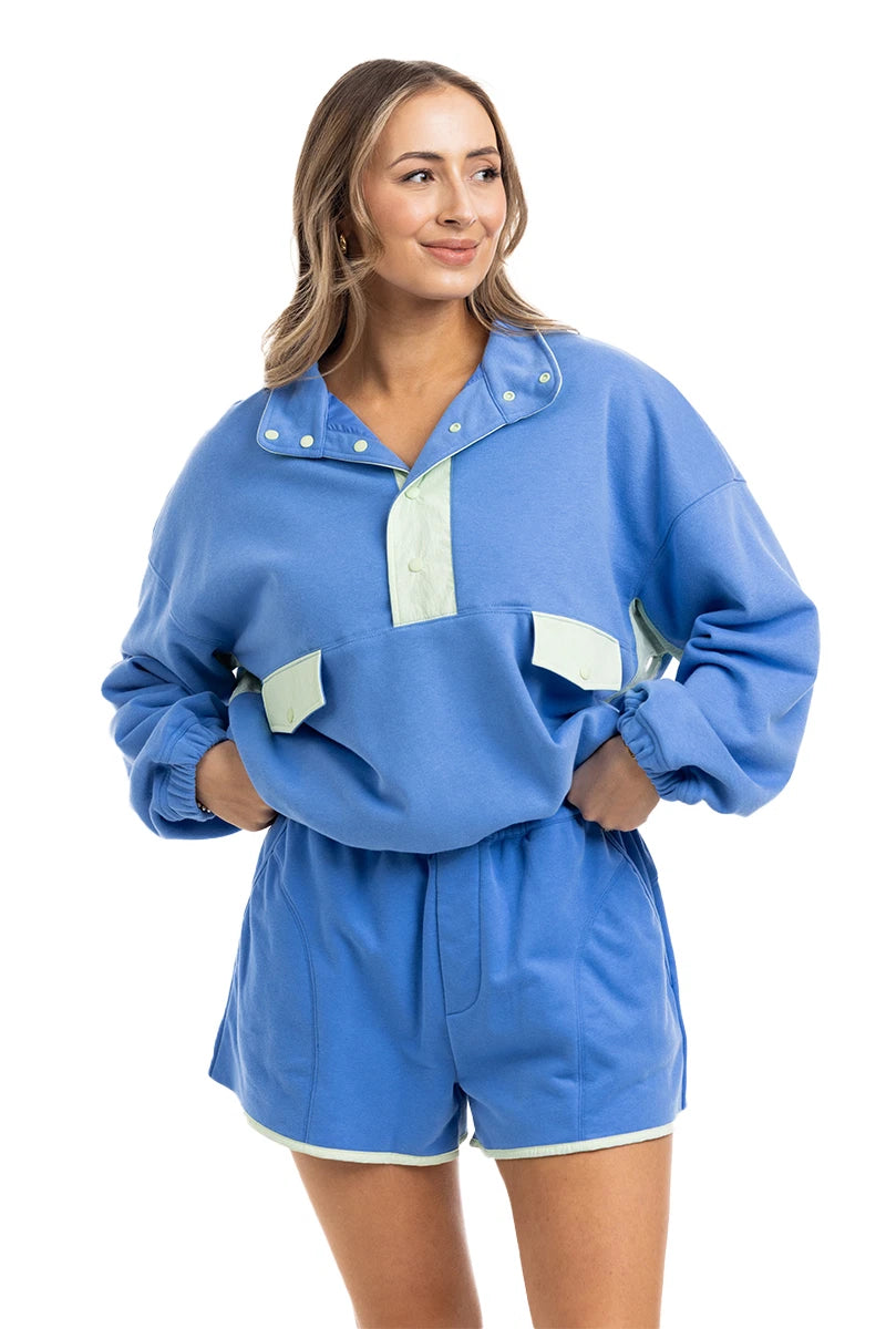 Blue & Green Quarter Snap Wholesale Set Athletic Set Women's