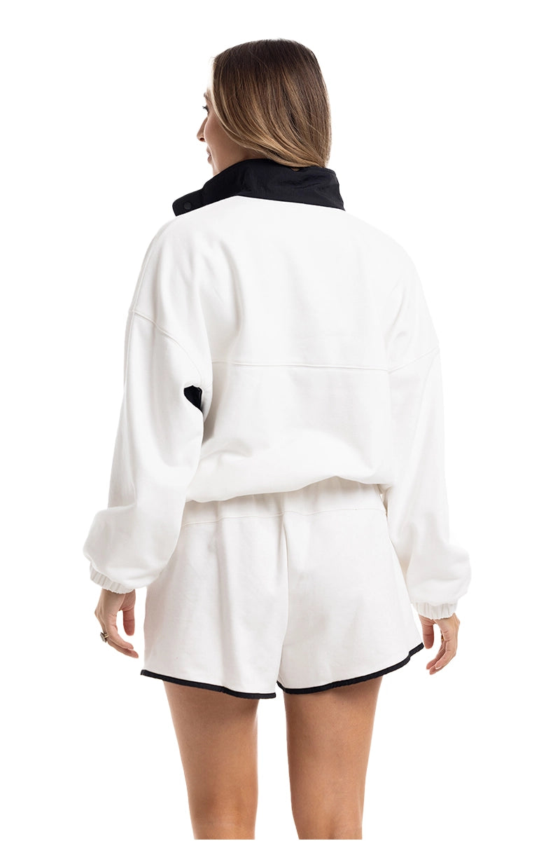 White & Black Quarter Snap Wholesale Athletic Sets for Women