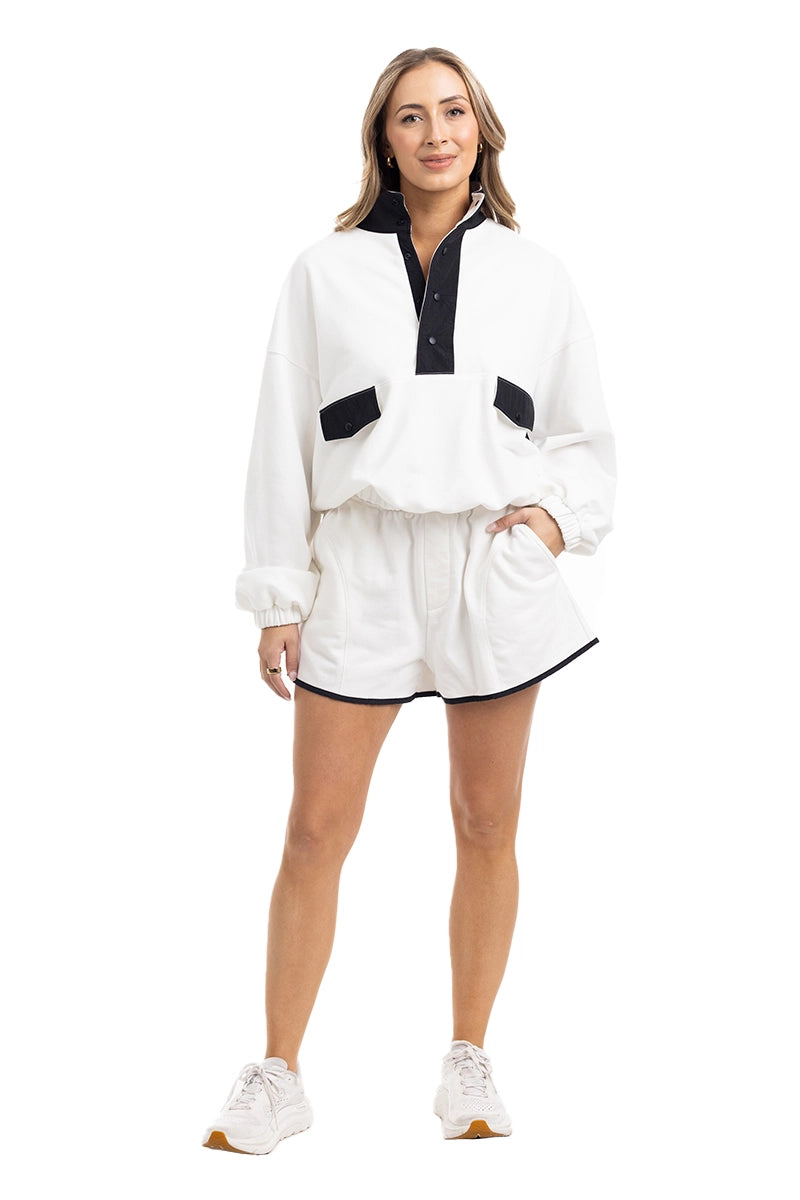 White & Black Quarter Snap Wholesale Athletic Sets for Women