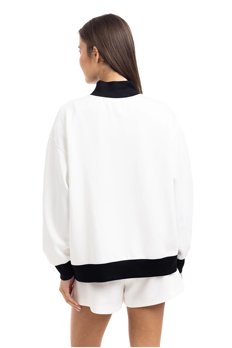 White & Black Duo Wholesale Mockneck Sweatset