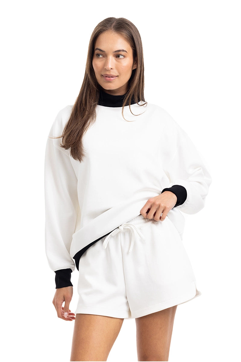 White & Black Duo Wholesale Mockneck Sweatset