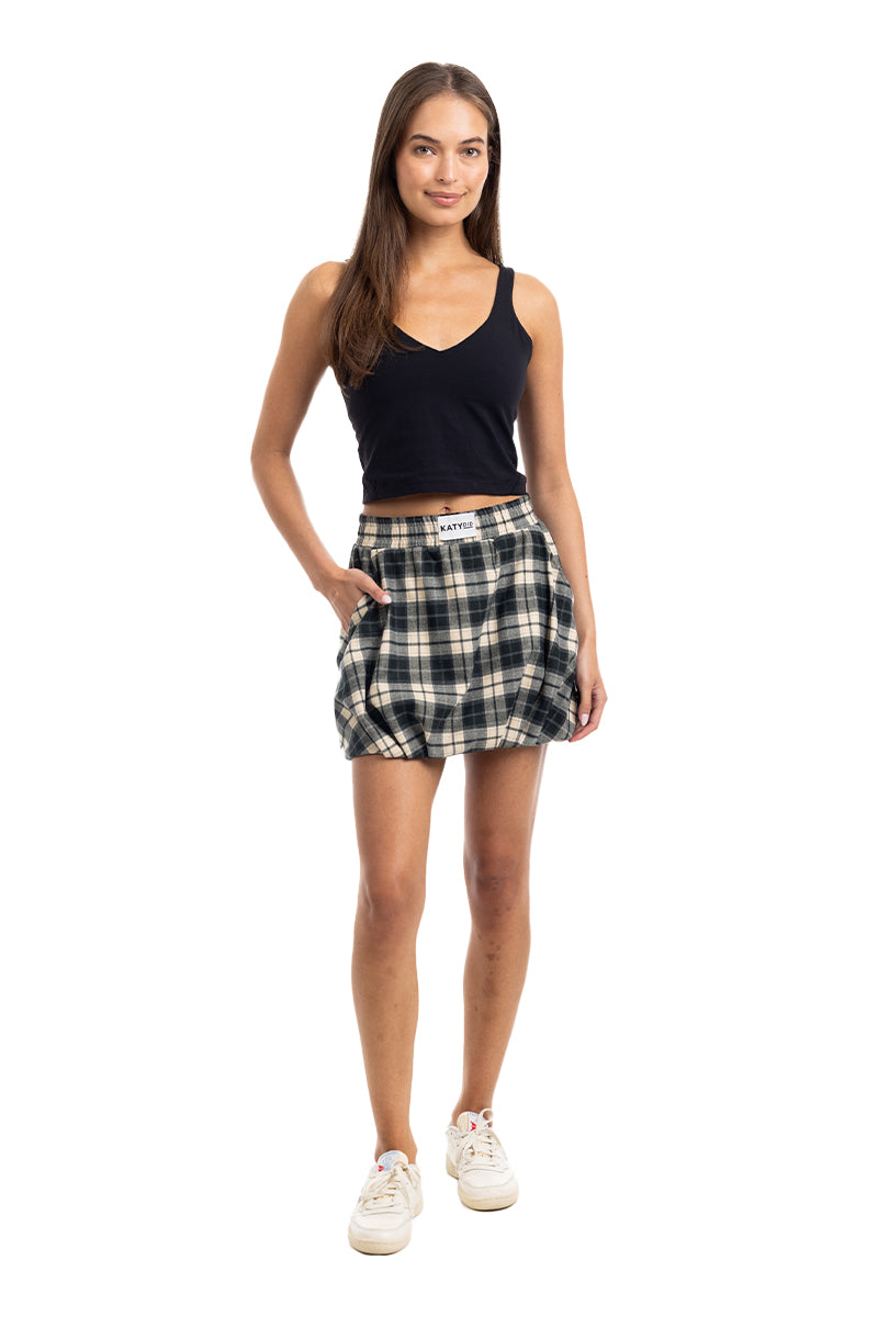 Black Autumn Wholesale Plaid Skort