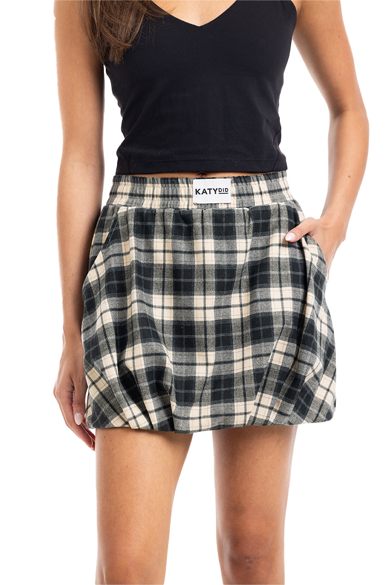 Green Plaid Wholesale Bubble Hem Skirt