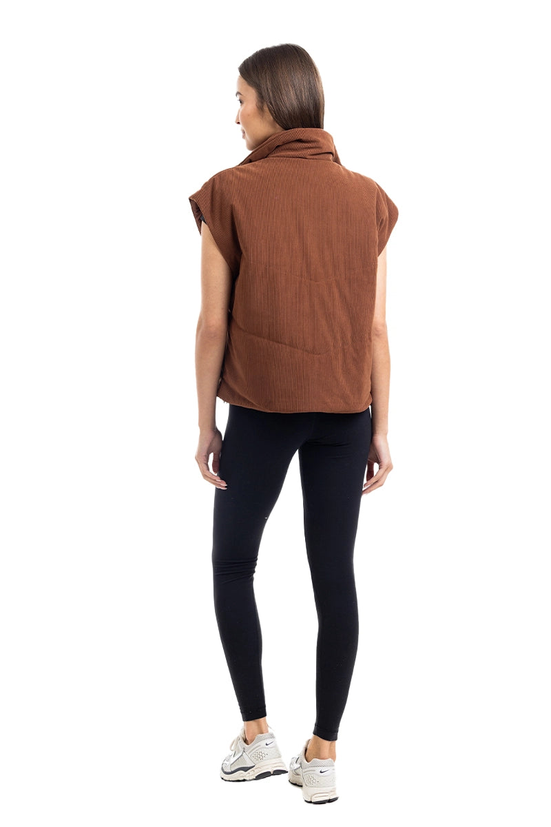 Brown Trendy Wholesale Corduroy Puffer Vest