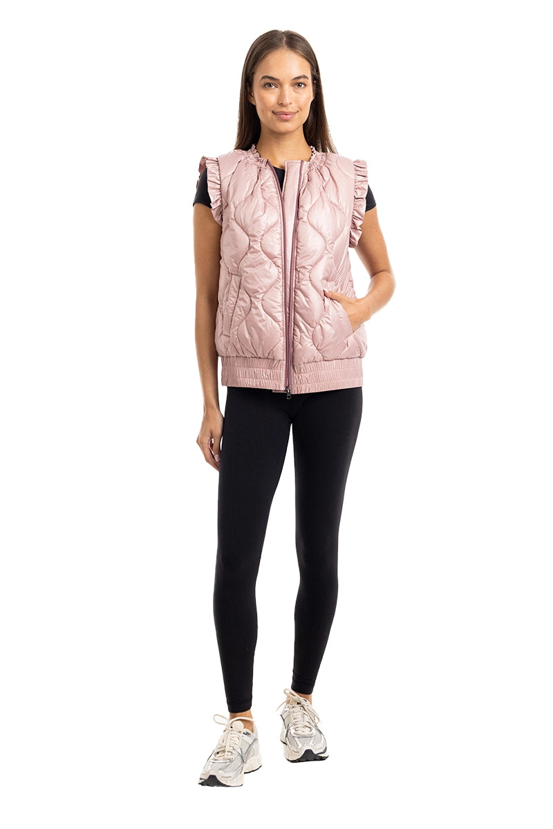 Blush Metallic Quilted Vest Wholesale