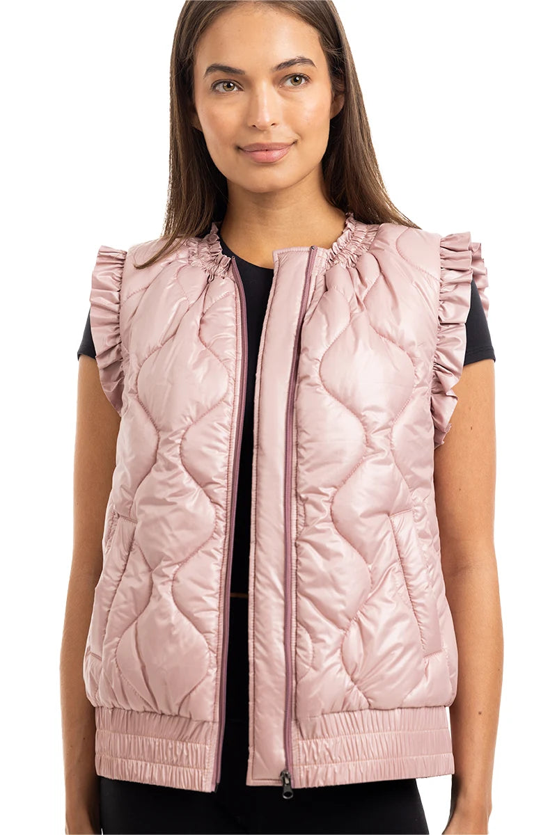 Blush Metallic Quilted Vest Wholesale