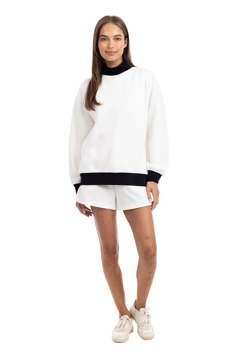 White & Black Duo Wholesale Mockneck Sweatset