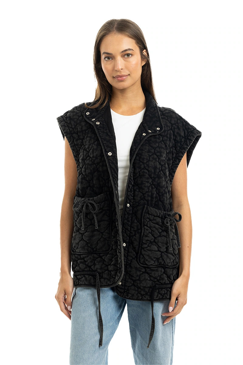 Charcoal Oversized Women's Quilted Wholesale Vest