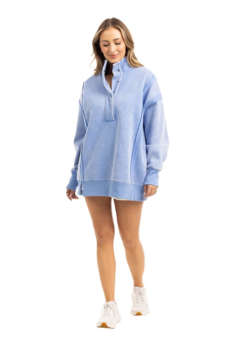 Light Blue Vintage Wash Wholesale Pullover Sweatshirt