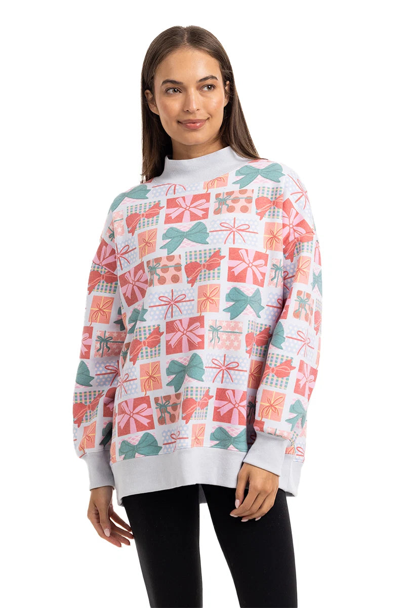 Wrapped Presents with Bows Wholesale Mockneck Sweatshirt