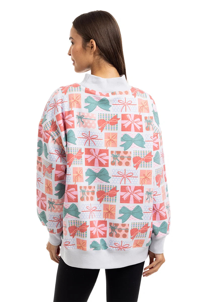 Wrapped Presents with Bows Wholesale Mockneck Sweatshirt