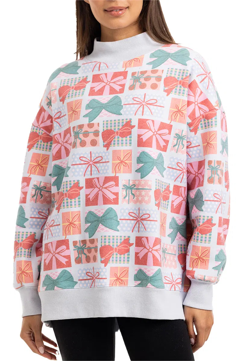 Wrapped Presents with Bows Wholesale Mockneck Sweatshirt