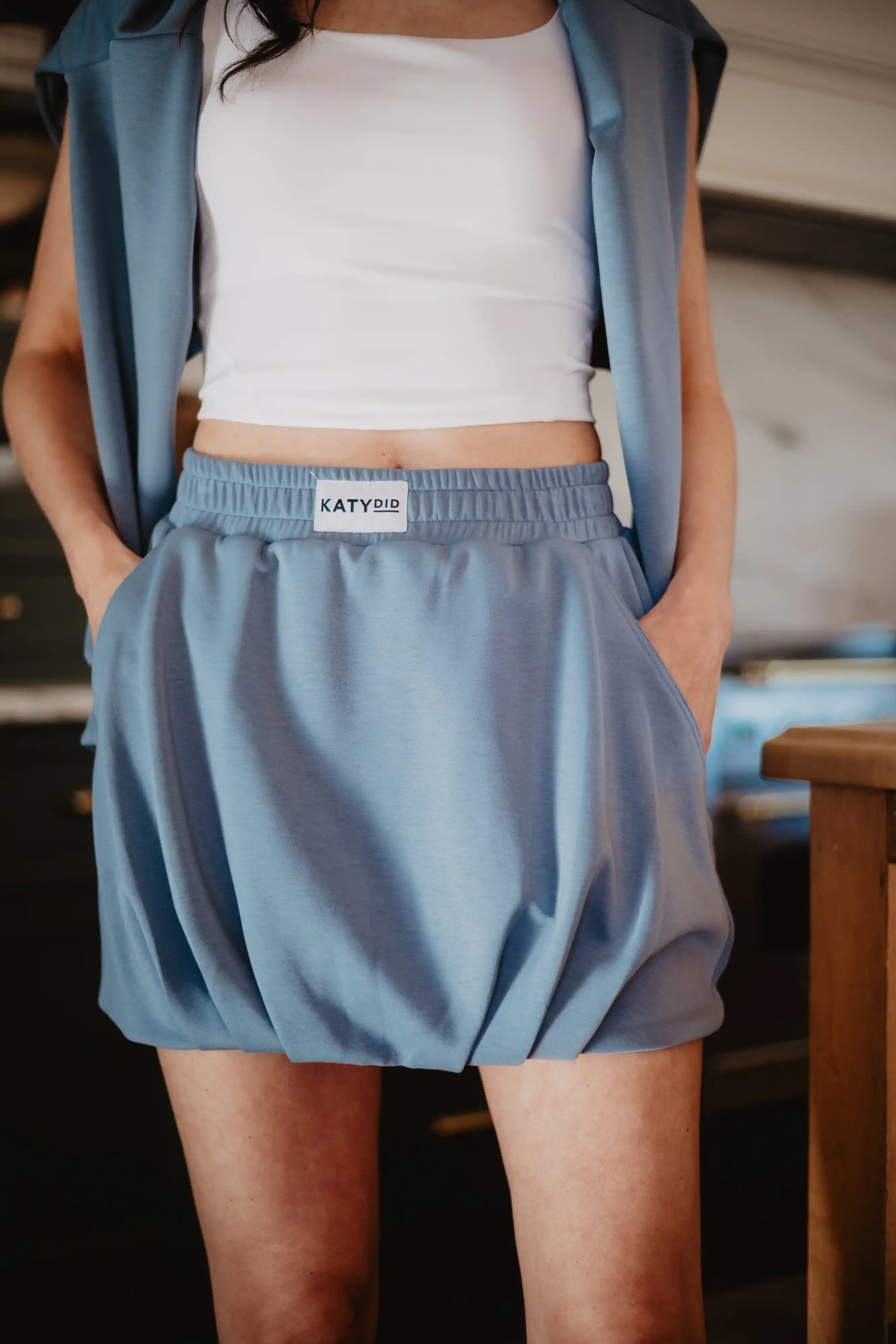 Steel Blue Wholesale Bubble Skirt Skort
