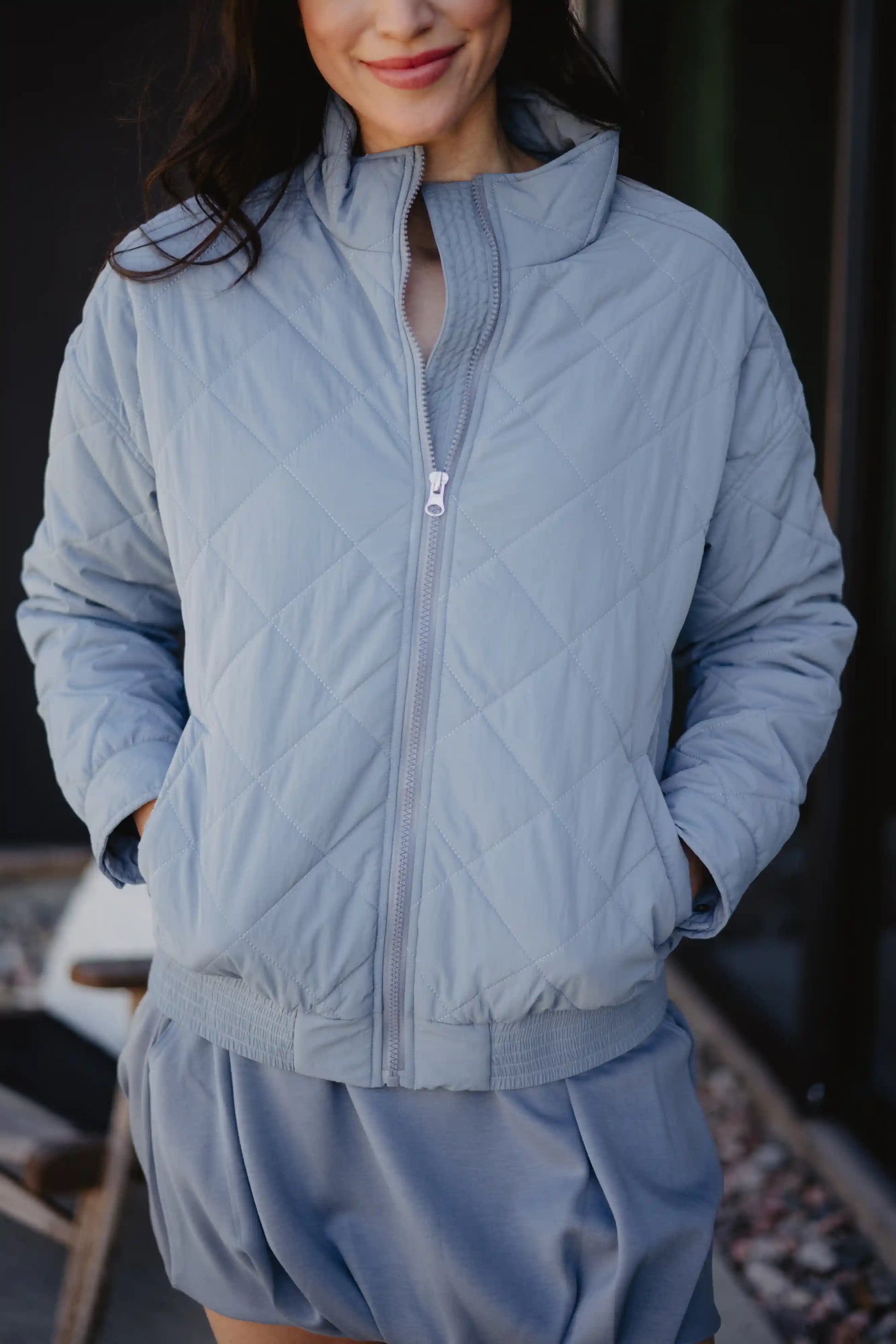Steel Blue Wholesale Sporty Fall Quilted Jacket