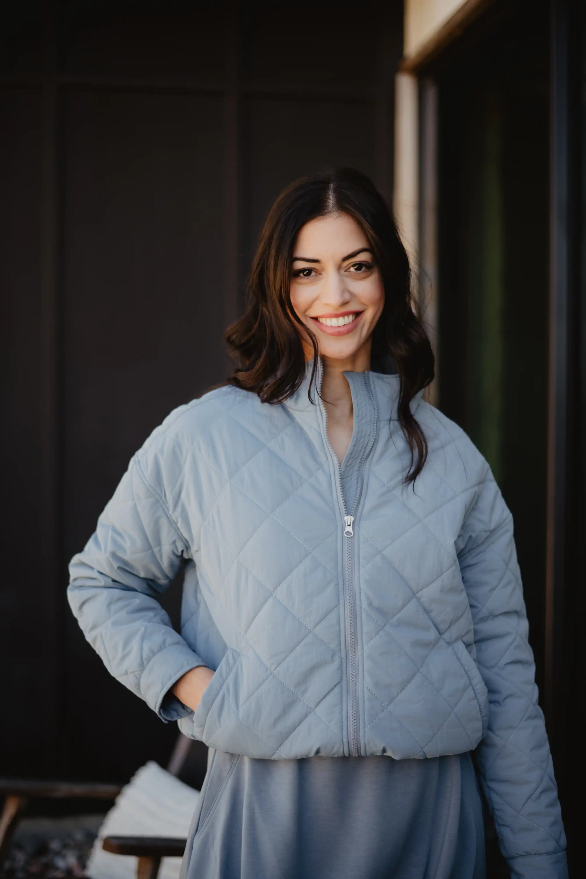 Steel Blue Wholesale Sporty Fall Quilted Jacket
