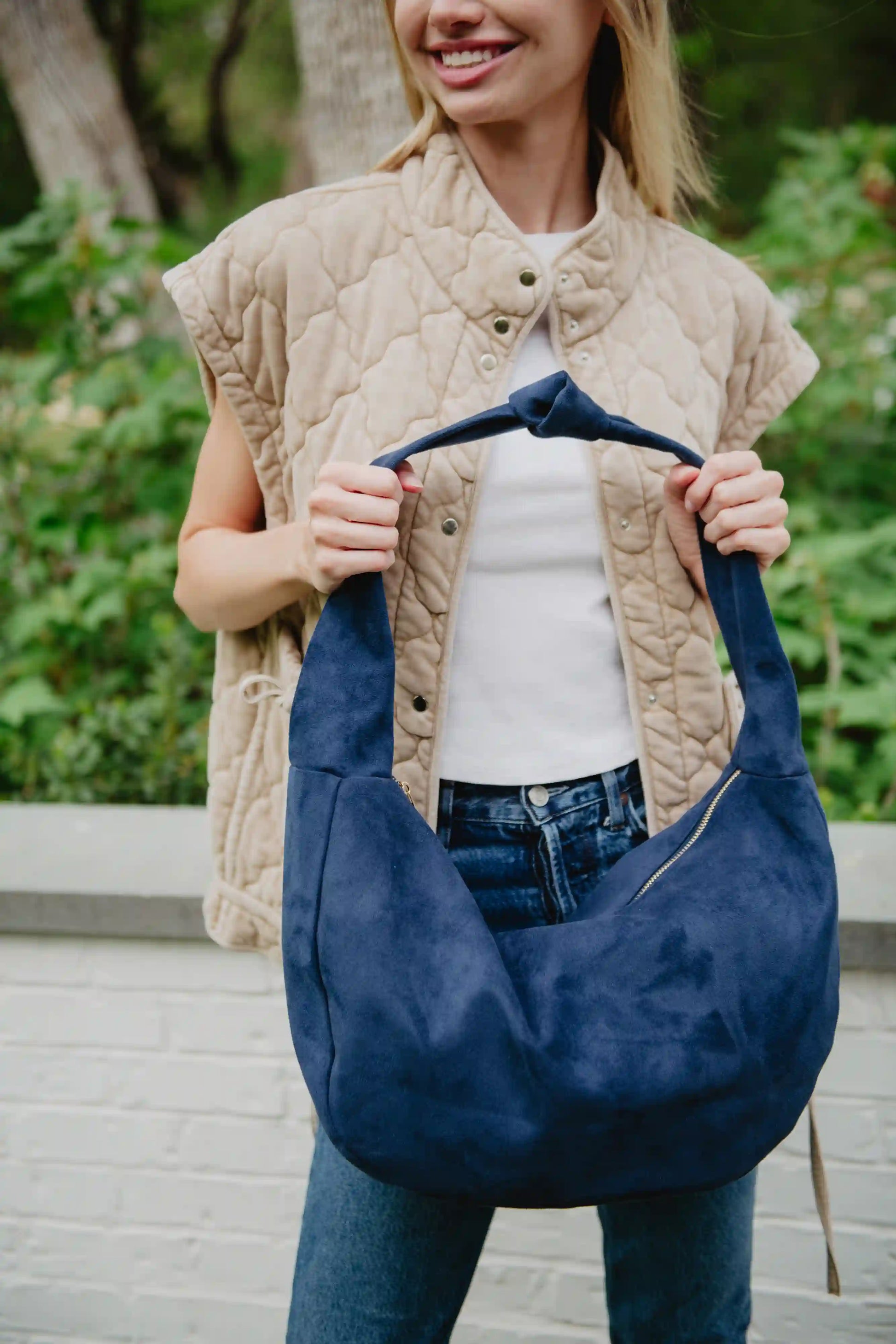 Blue Wholesale Suede Tote Bag
