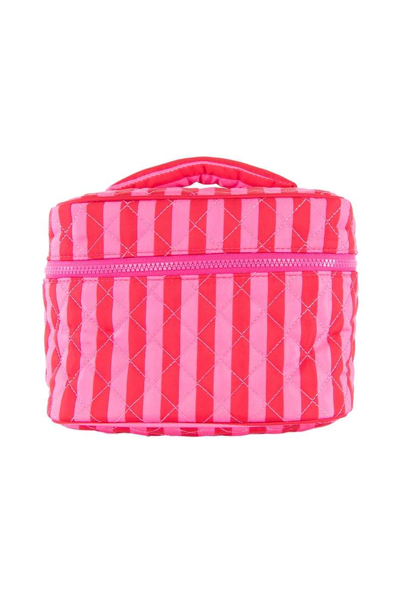 Pink and Hot Pink Striped Cute Makeup Bag