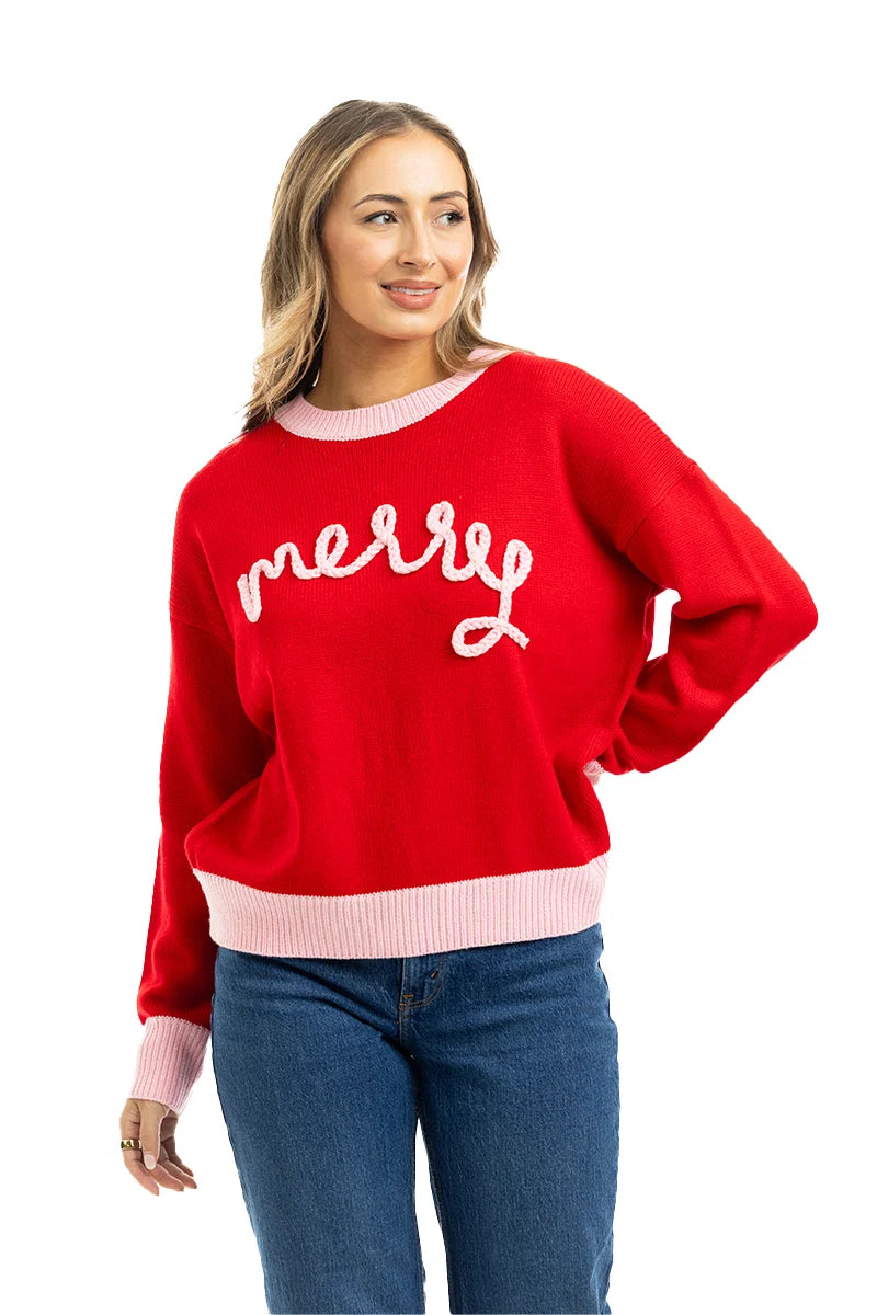 Merry Wholesale Embroidered Knit Sweater