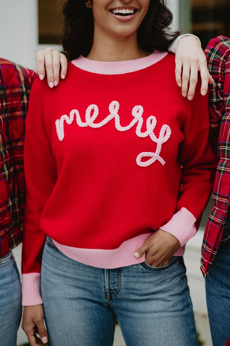 Merry Wholesale Embroidered Knit Sweater
