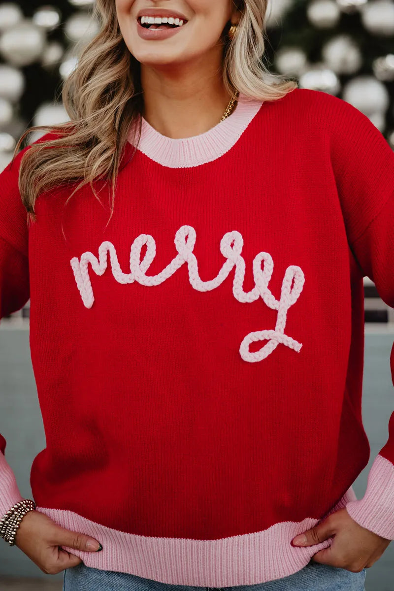 Merry Wholesale Embroidered Knit Sweater