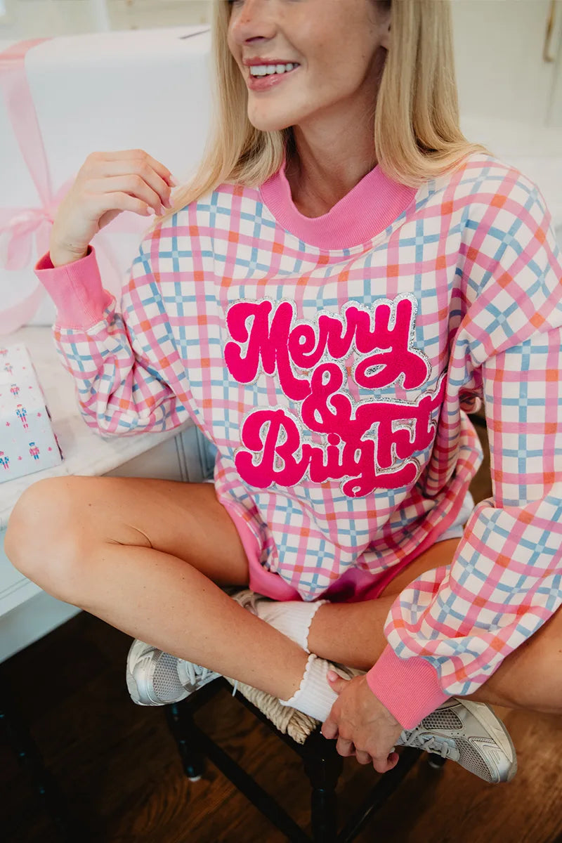 Merry & Bright Plaid Wholesale Mockneck Pullover