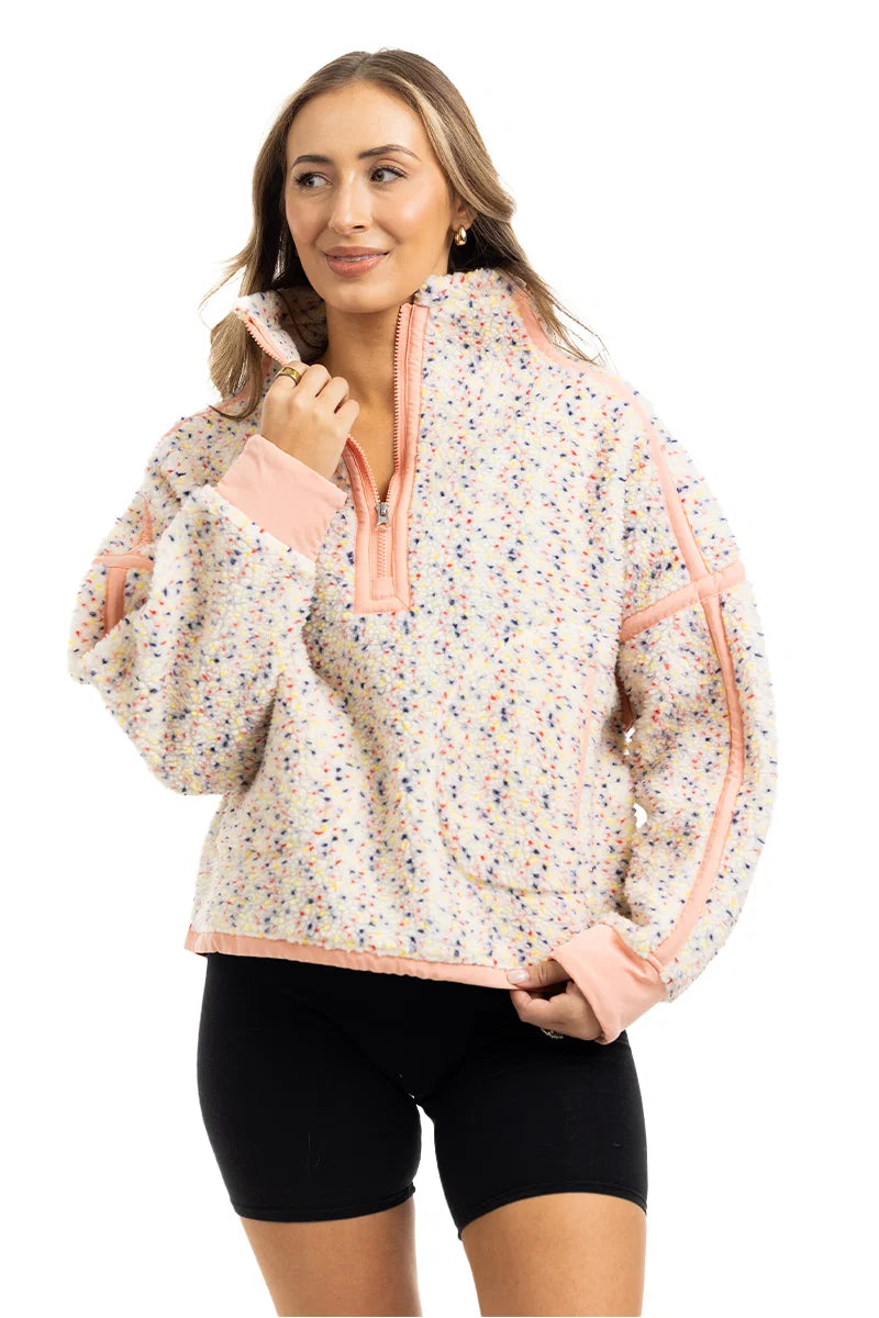 Confetti Print Wholesale 1/4 Zip Pullover