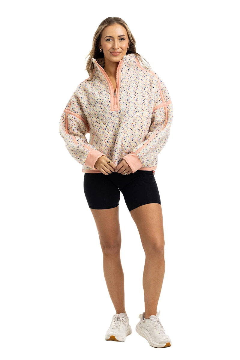 Confetti Print Wholesale 1/4 Zip Pullover