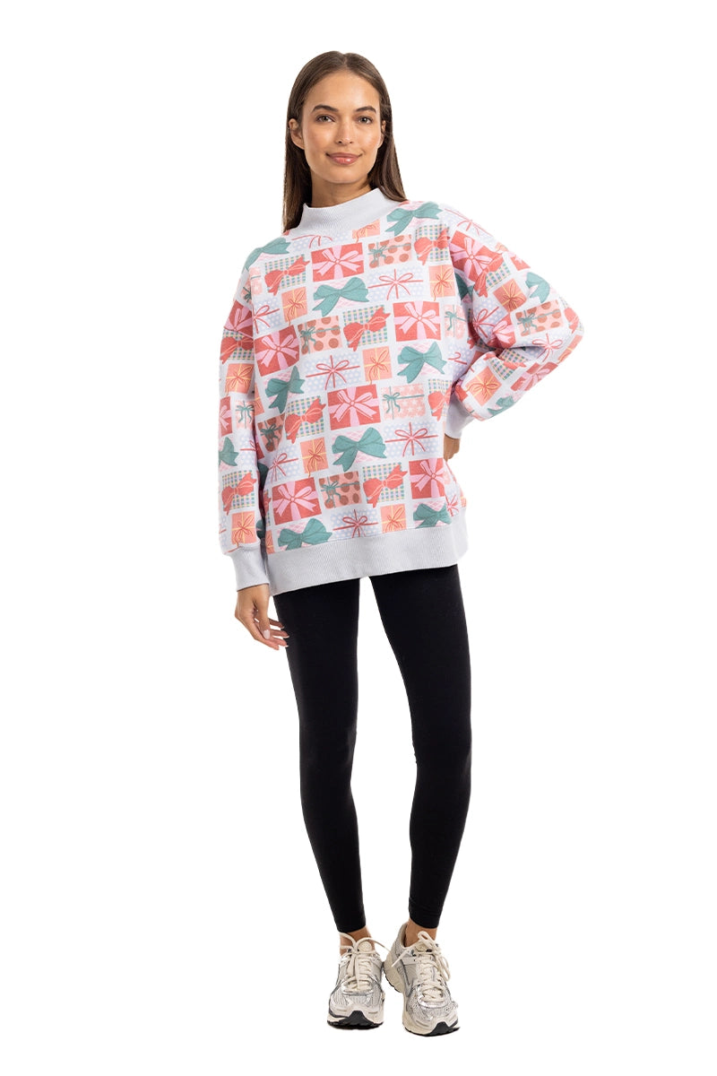 Wrapped Presents with Bows Wholesale Mockneck Sweatshirt