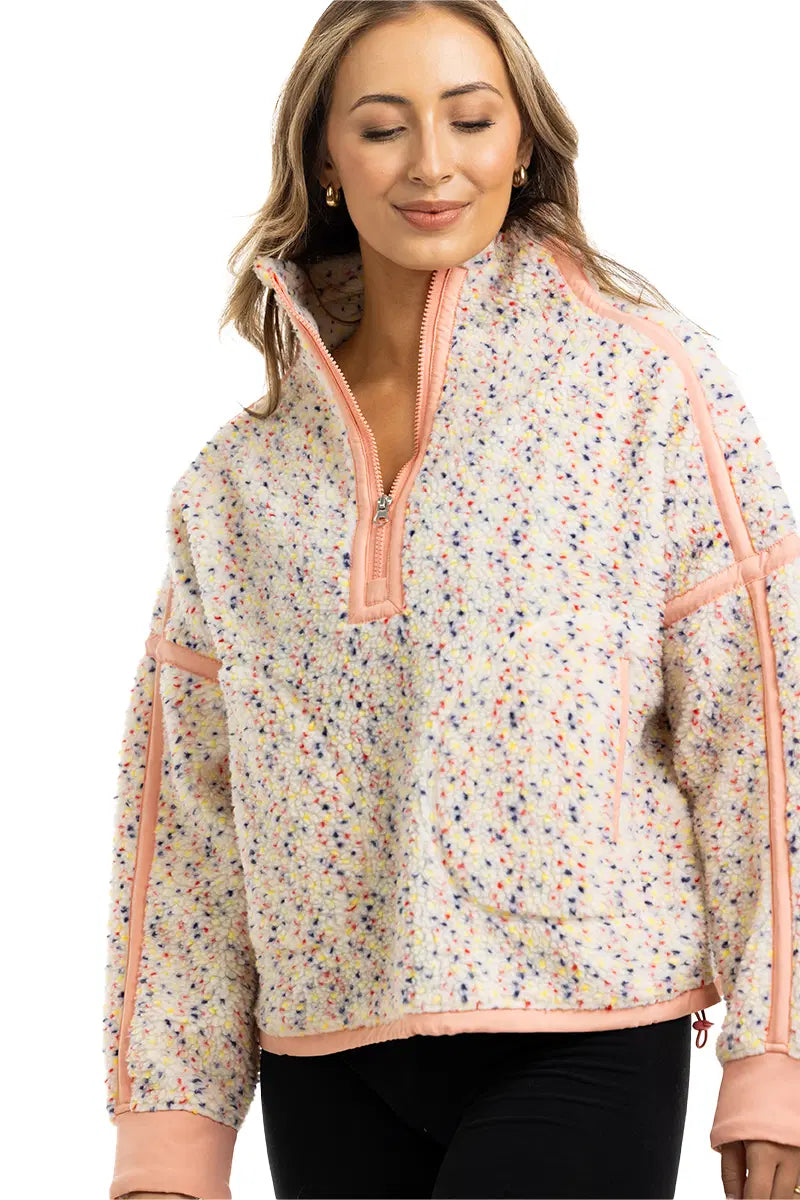 Confetti Print Wholesale 1/4 Zip Pullover