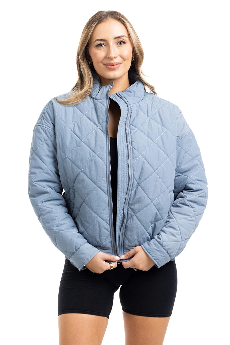 Steel Blue Wholesale Sporty Fall Quilted Jacket