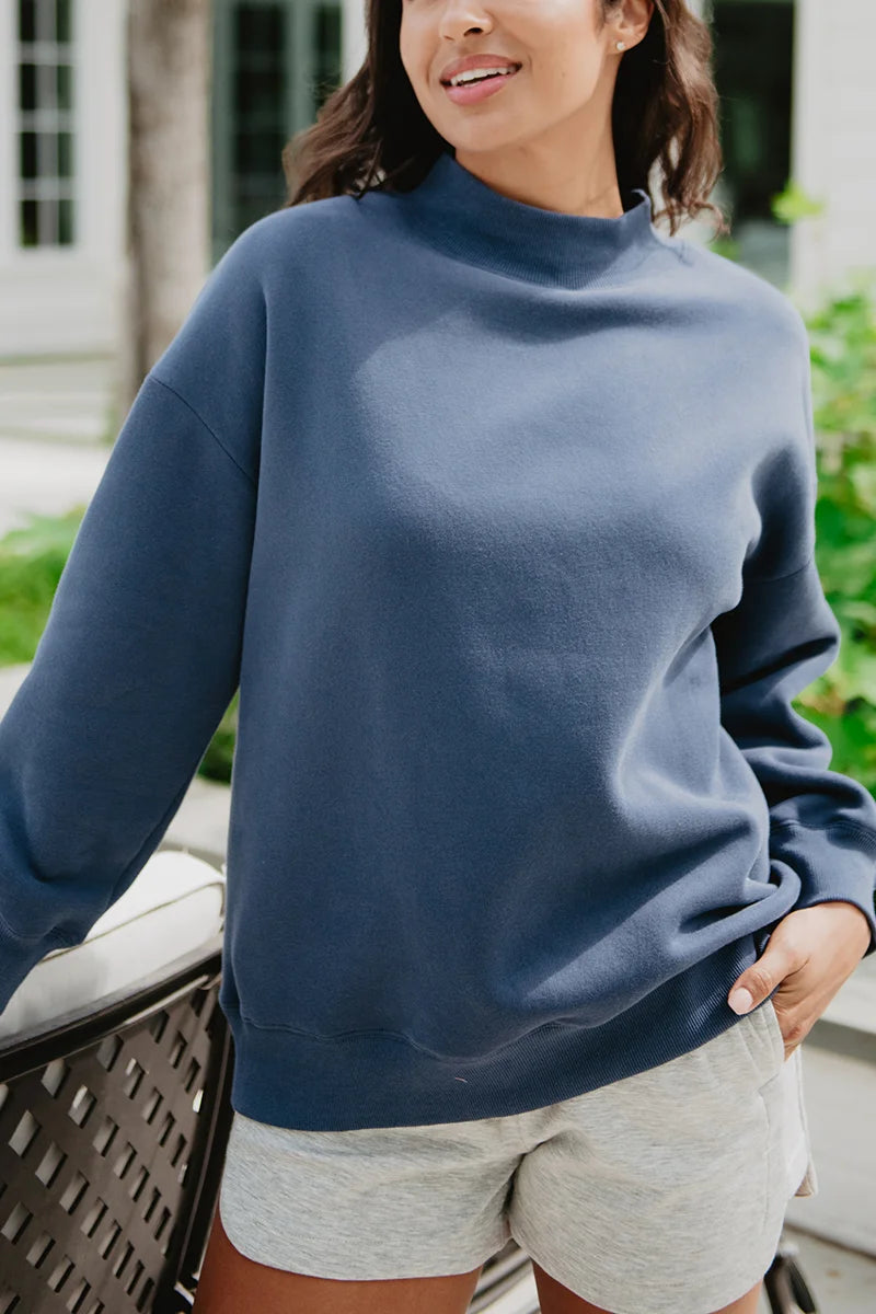 Navy Essential Solid Wholesale Mockneck