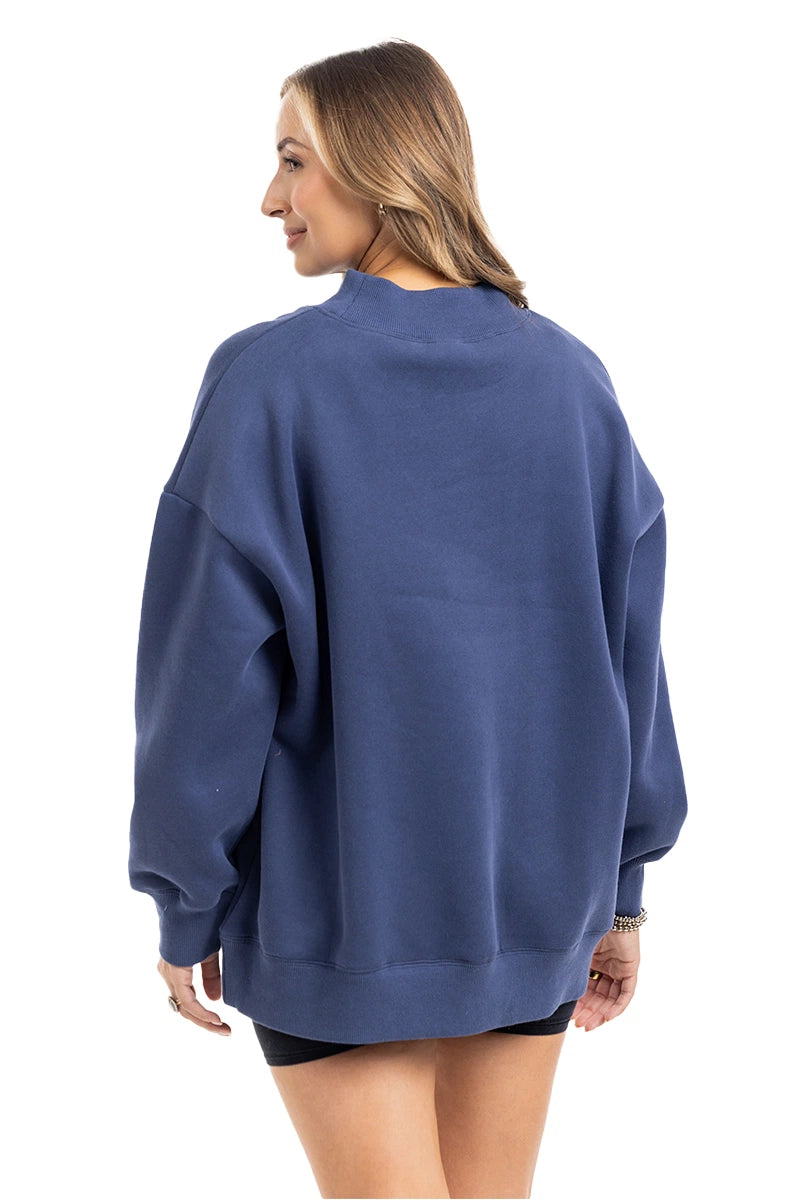 Navy Essential Solid Wholesale Mockneck