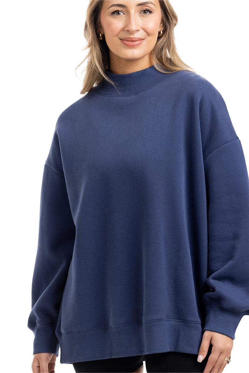 Navy Essential Solid Wholesale Mockneck