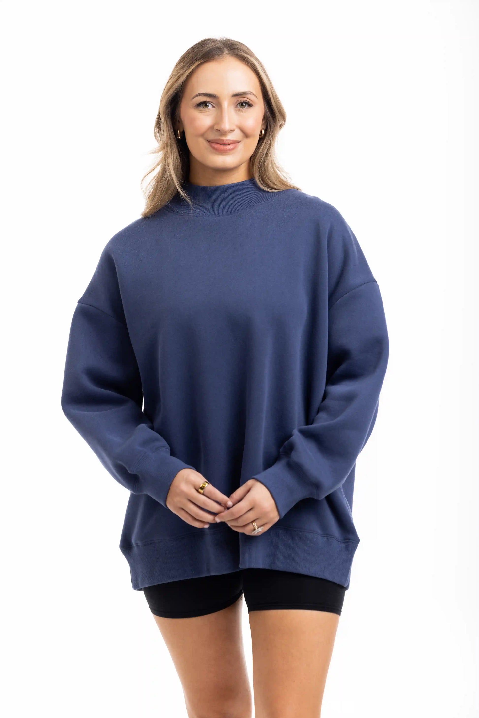 Navy Essential Solid Wholesale Mockneck