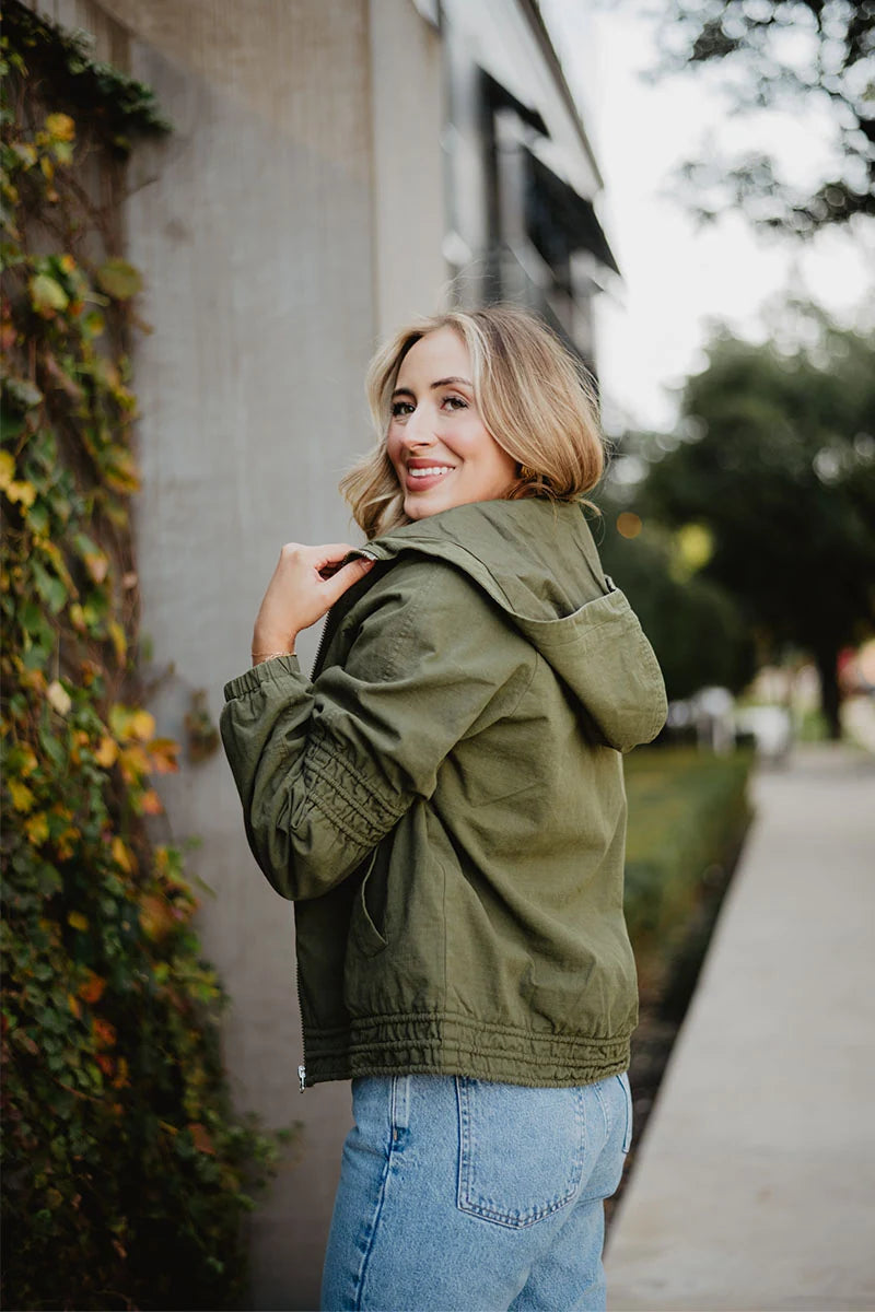 Olive Lightweight Hooded Wholesale Jacket