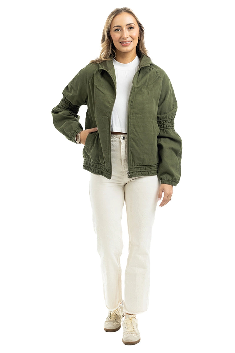 Olive Lightweight Hooded Wholesale Jacket