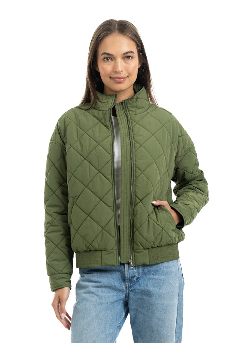 Olive Sporty Diamond Women's Quilted Jacket