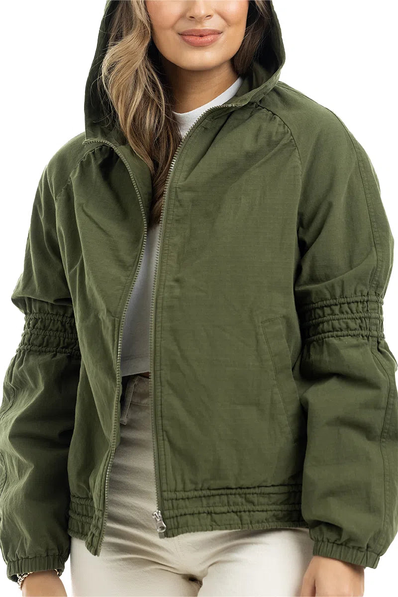 Olive Lightweight Hooded Wholesale Jacket