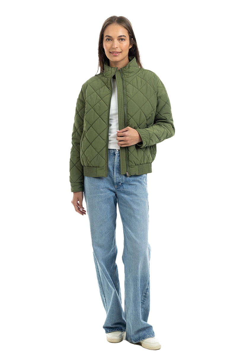 Olive Sporty Diamond Women's Quilted Jacket