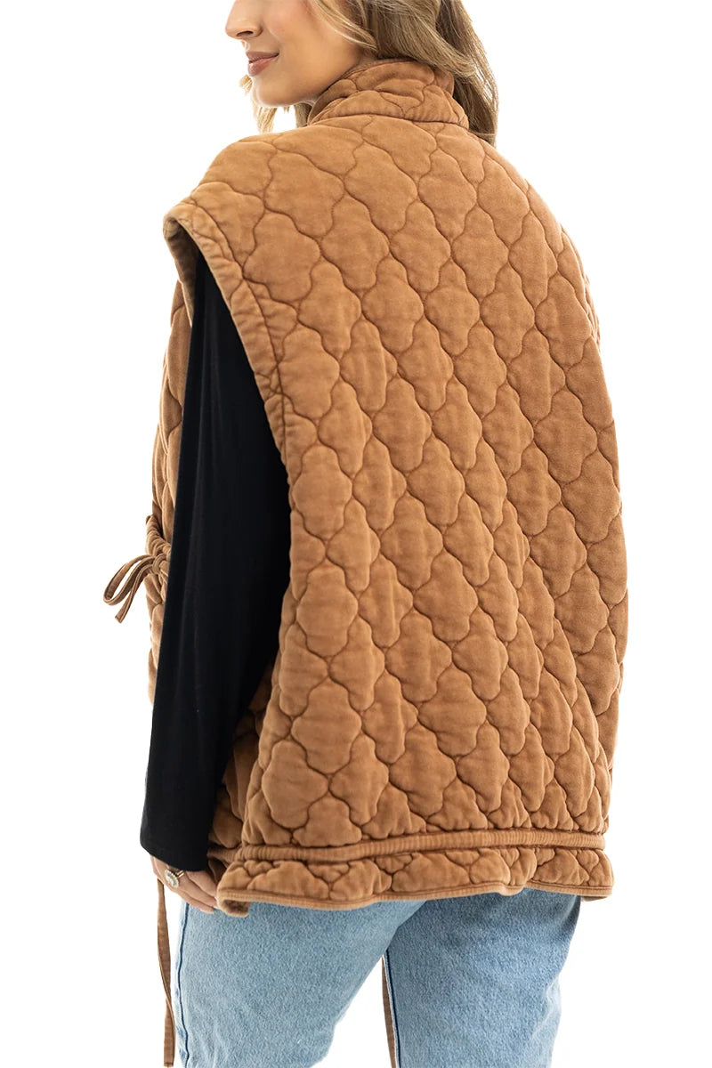 Brown Wholesale Oversized Garment Washed Vests