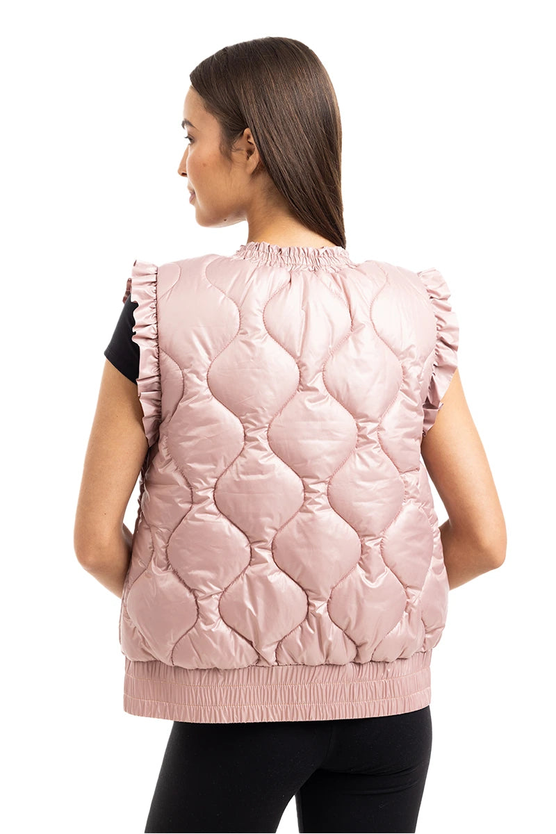 Blush Metallic Quilted Vest Wholesale