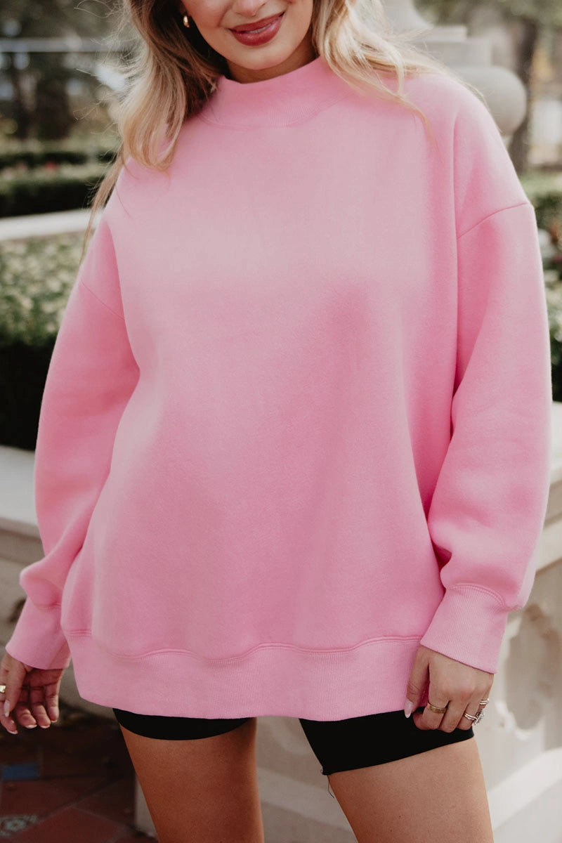 Pink Mockneck Wholesale Sweatshirt Women