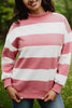 Red and White Striped Wholesale Mockneck Pullover